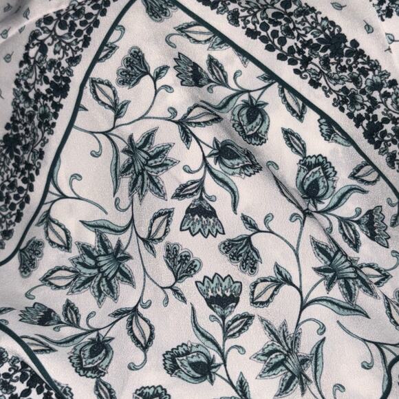 Eloquii Paisley Woman’s Top Blouse Sz 18 Cream Black Long Sleeve Office Classic - Picture 9 of 12